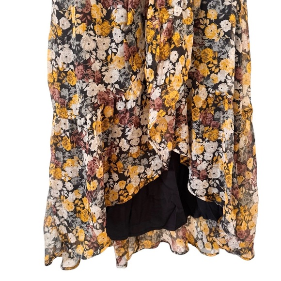 Abercrombie & Fitch Cut-Out Black Floral High-Low Midi Dress Size Small - Picture 10 of 15